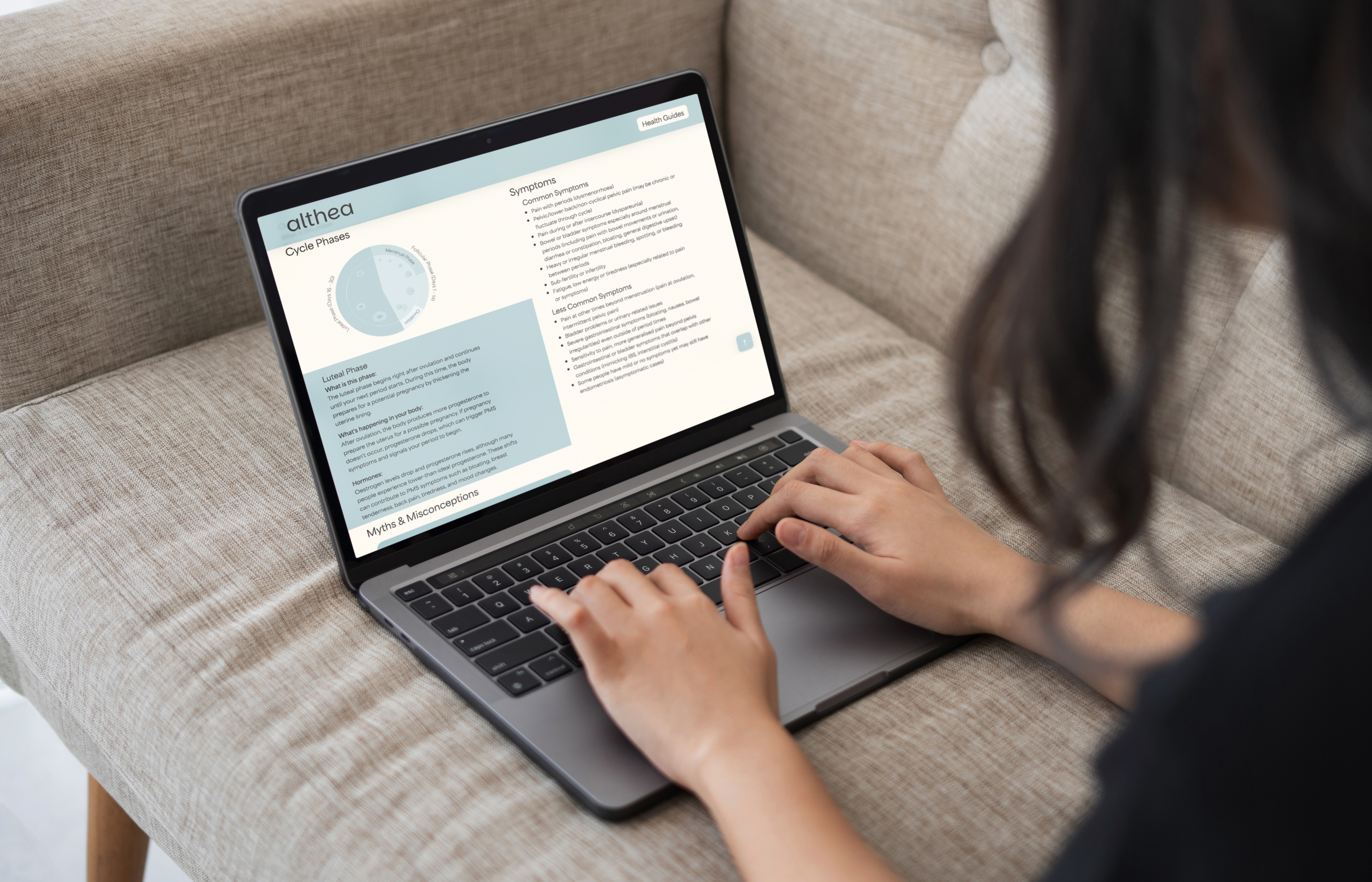 person using Althea website on a laptop