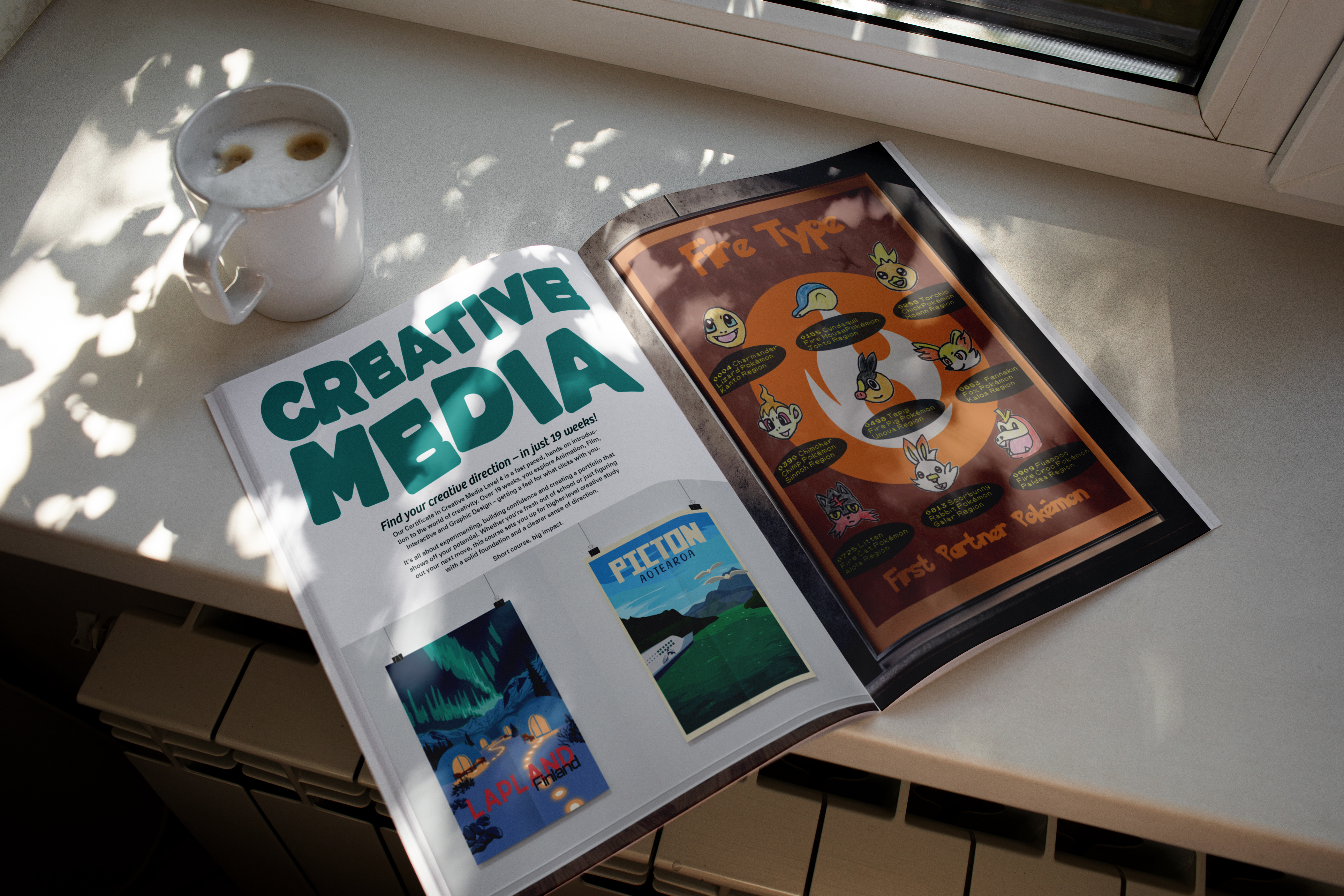 open magazine on window