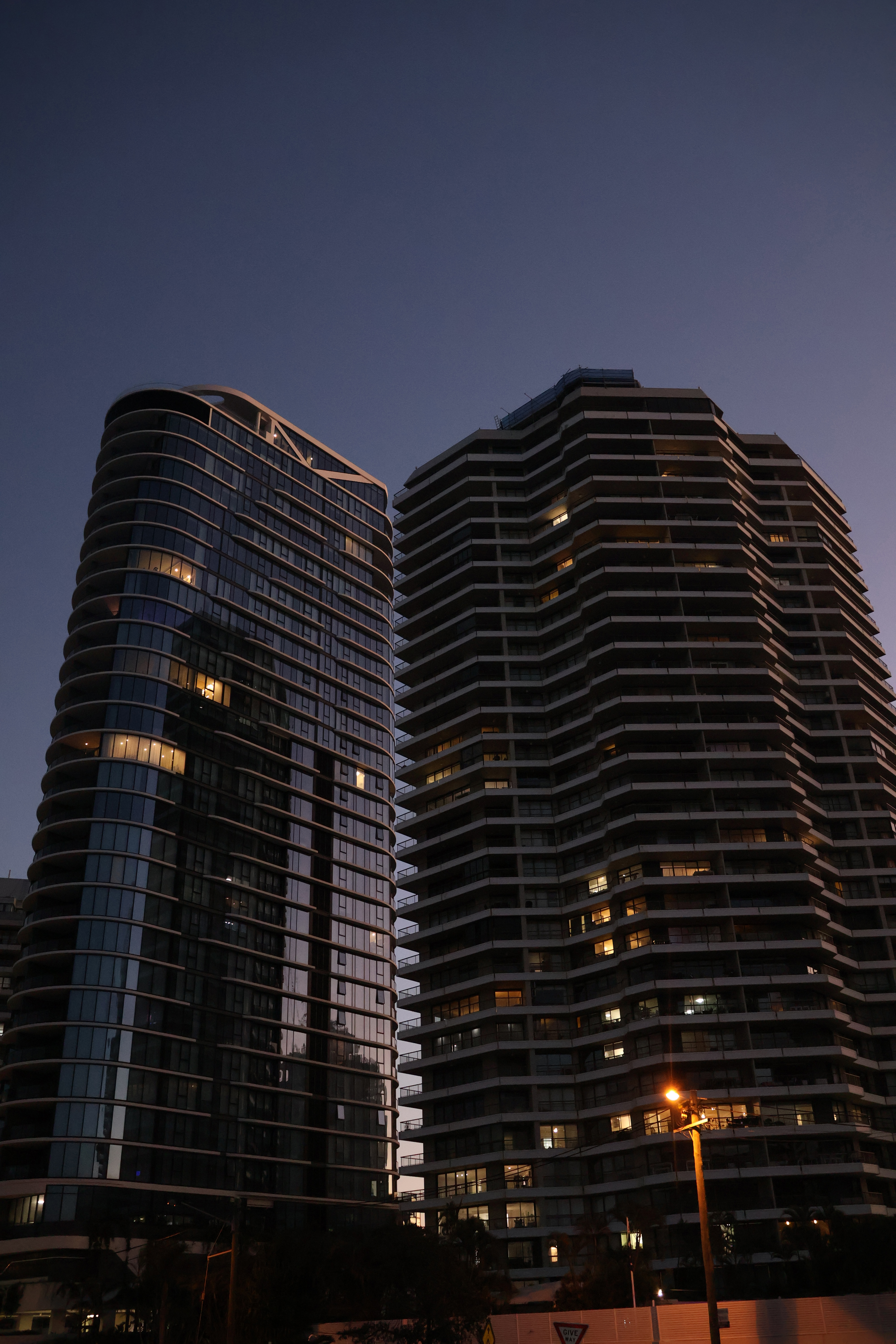 buildings at sundown