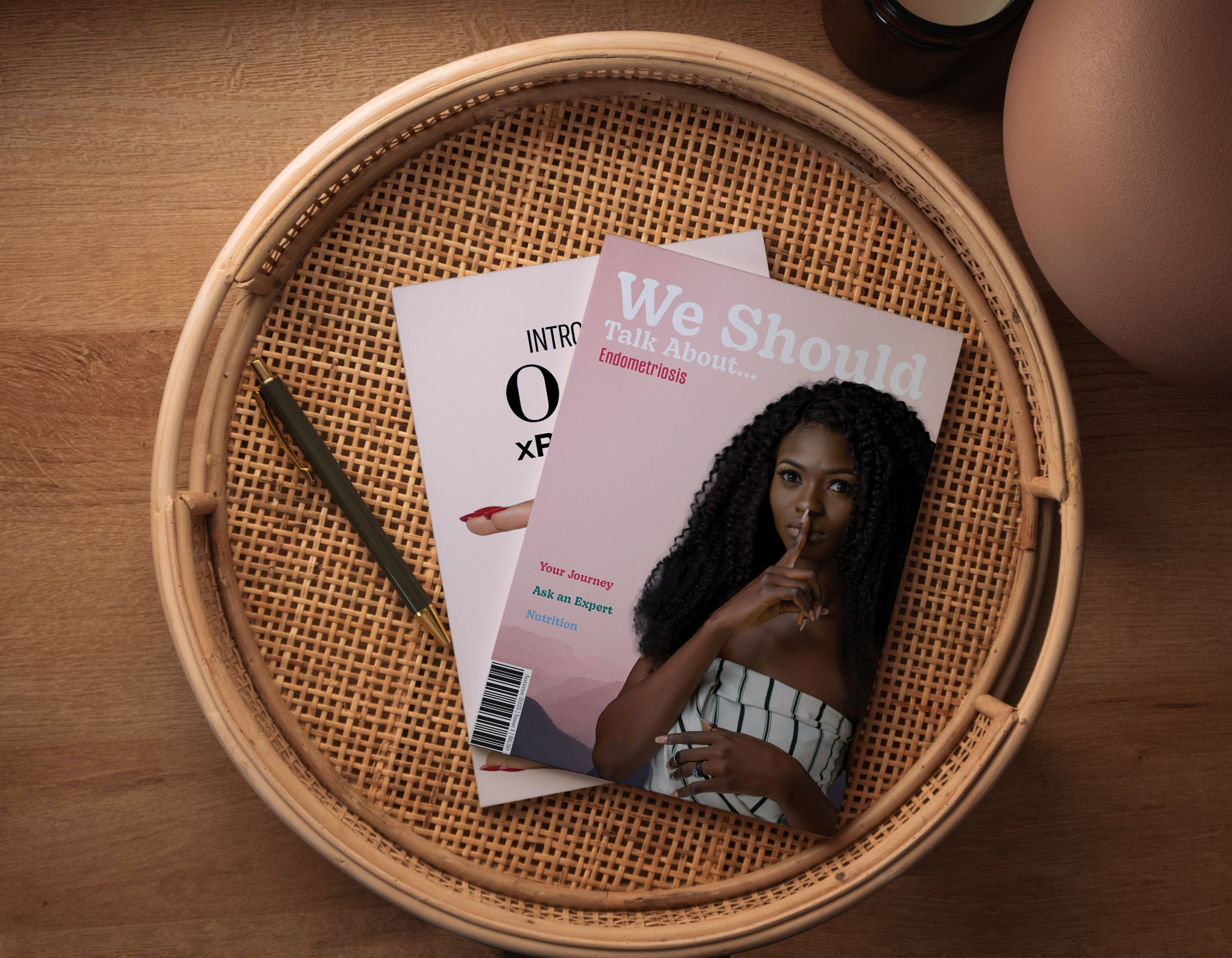 magazine on table