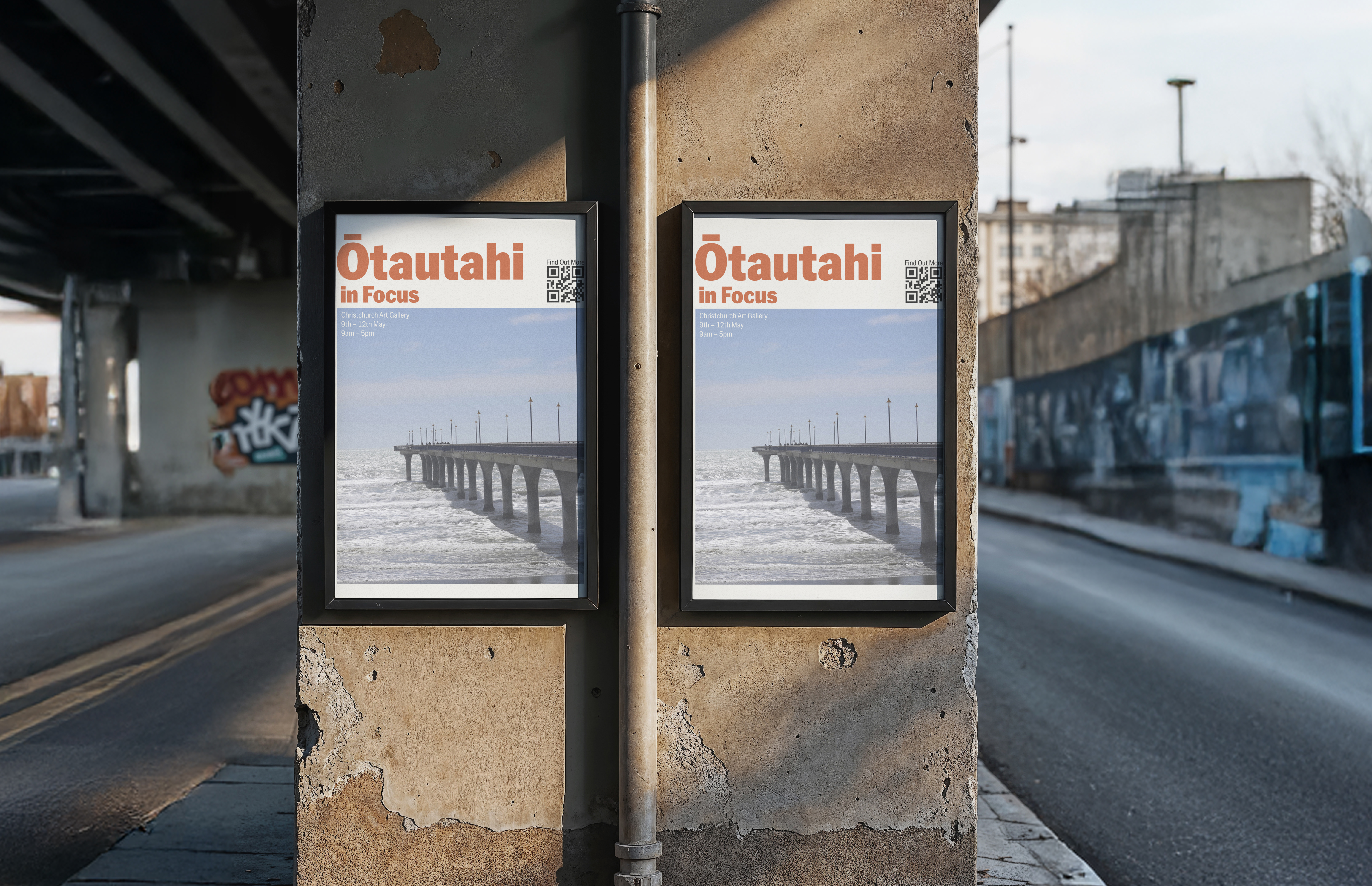  posters on a wall outside