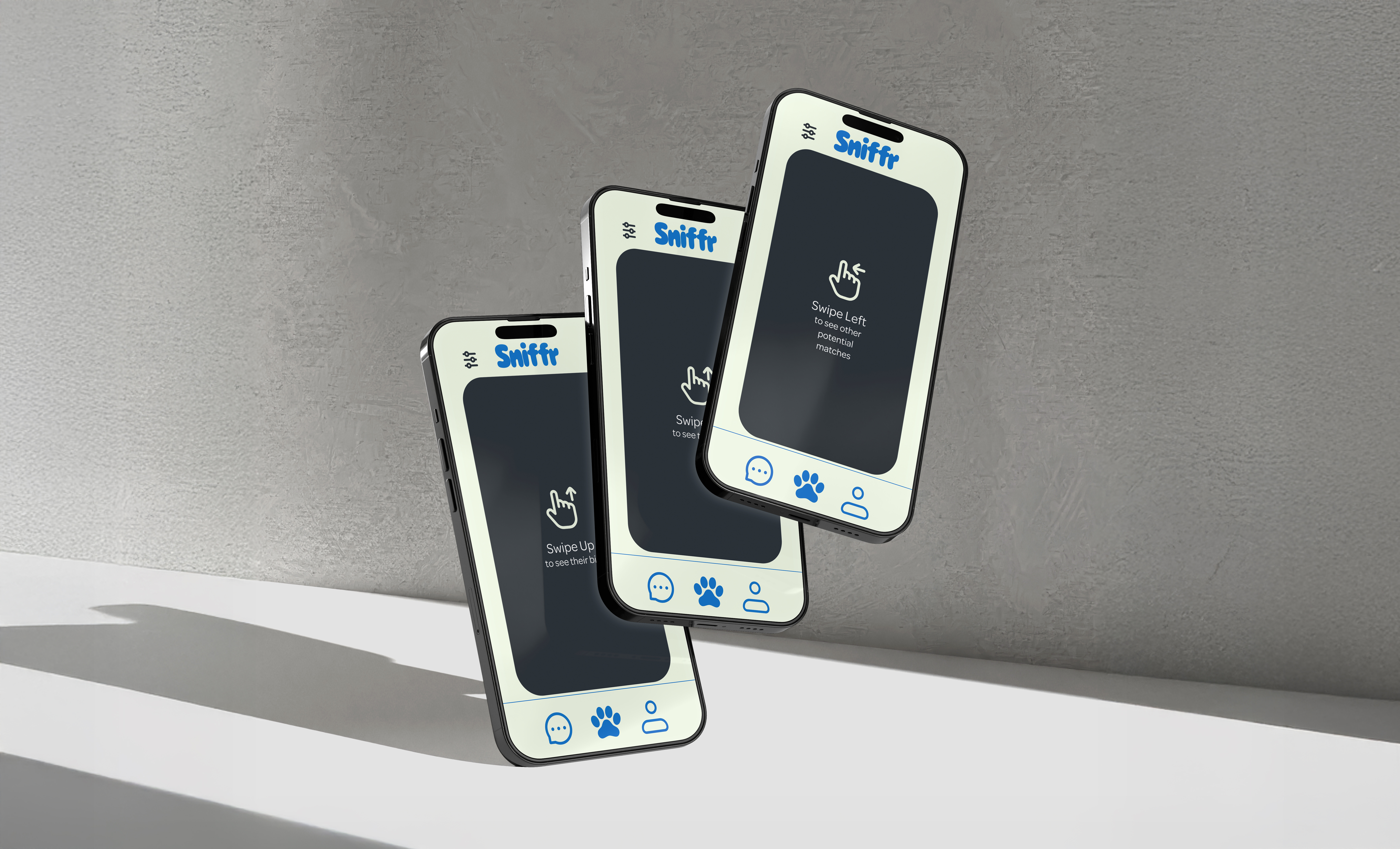 sniffr instruction screen mockups