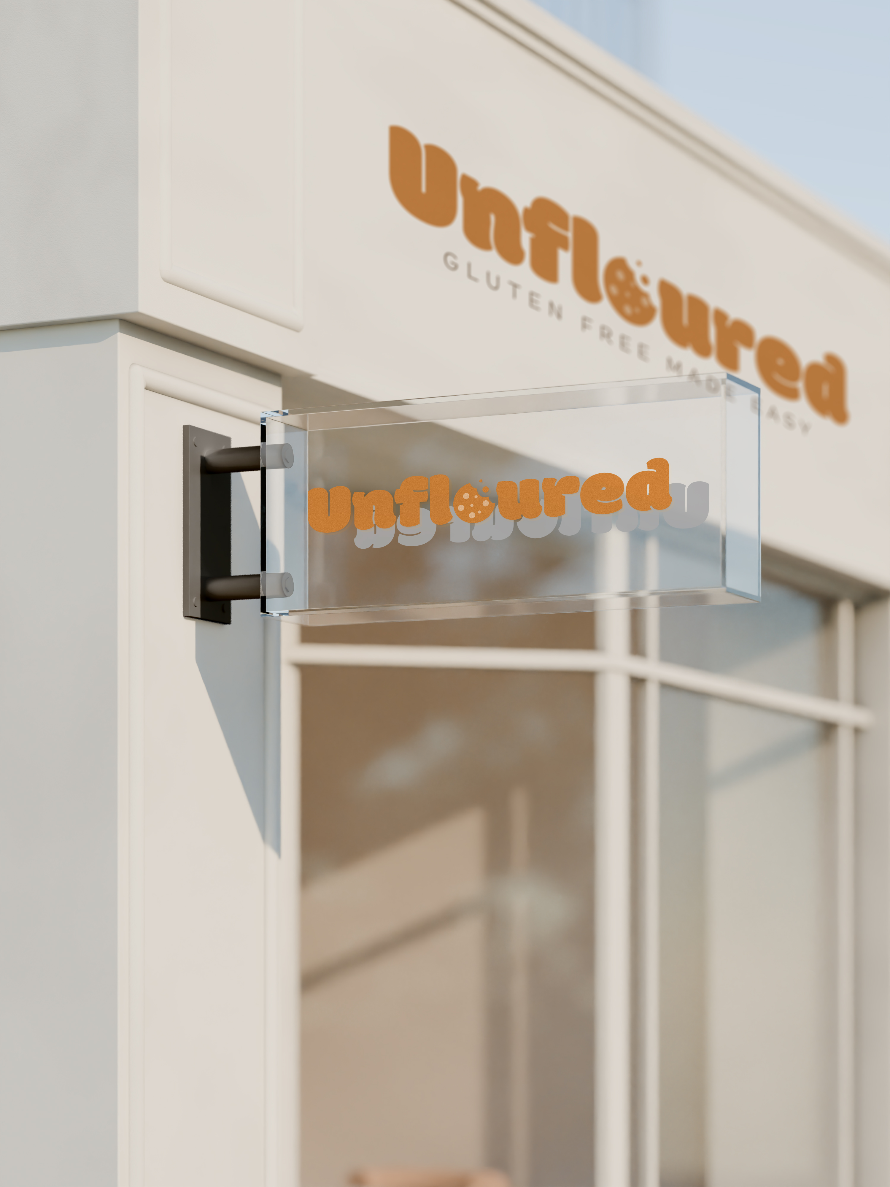 unfloured logo on sign