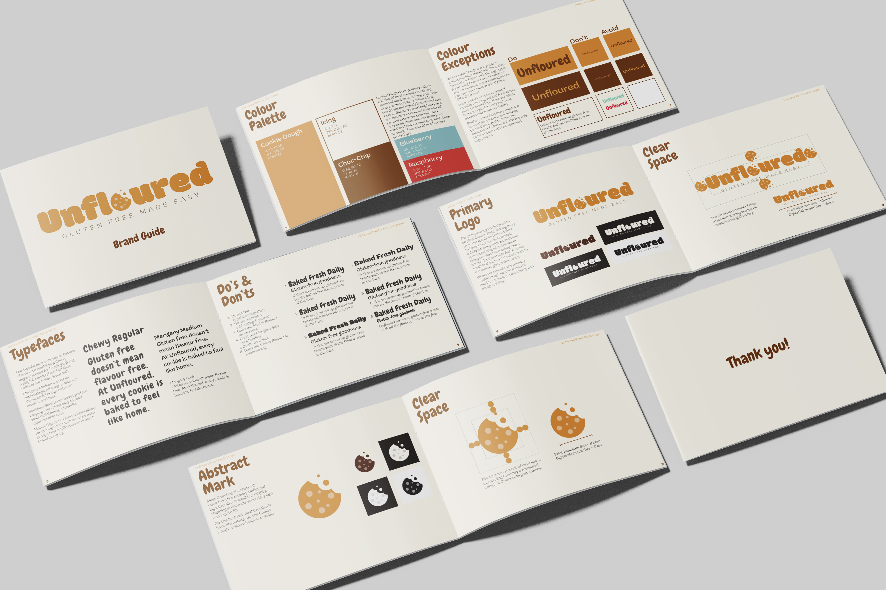 unfloured brand guide pages mockup