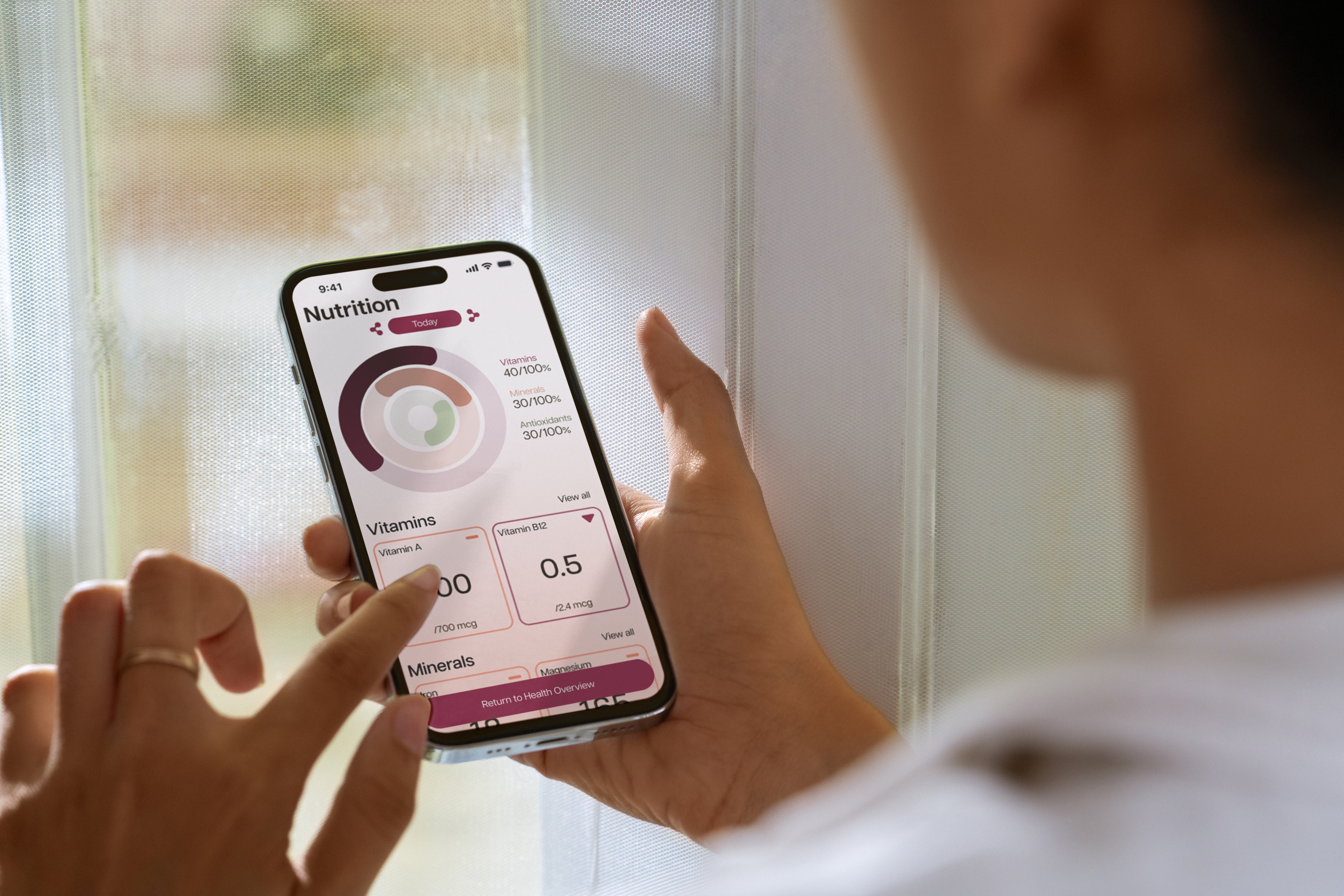 person using vitame app mockup