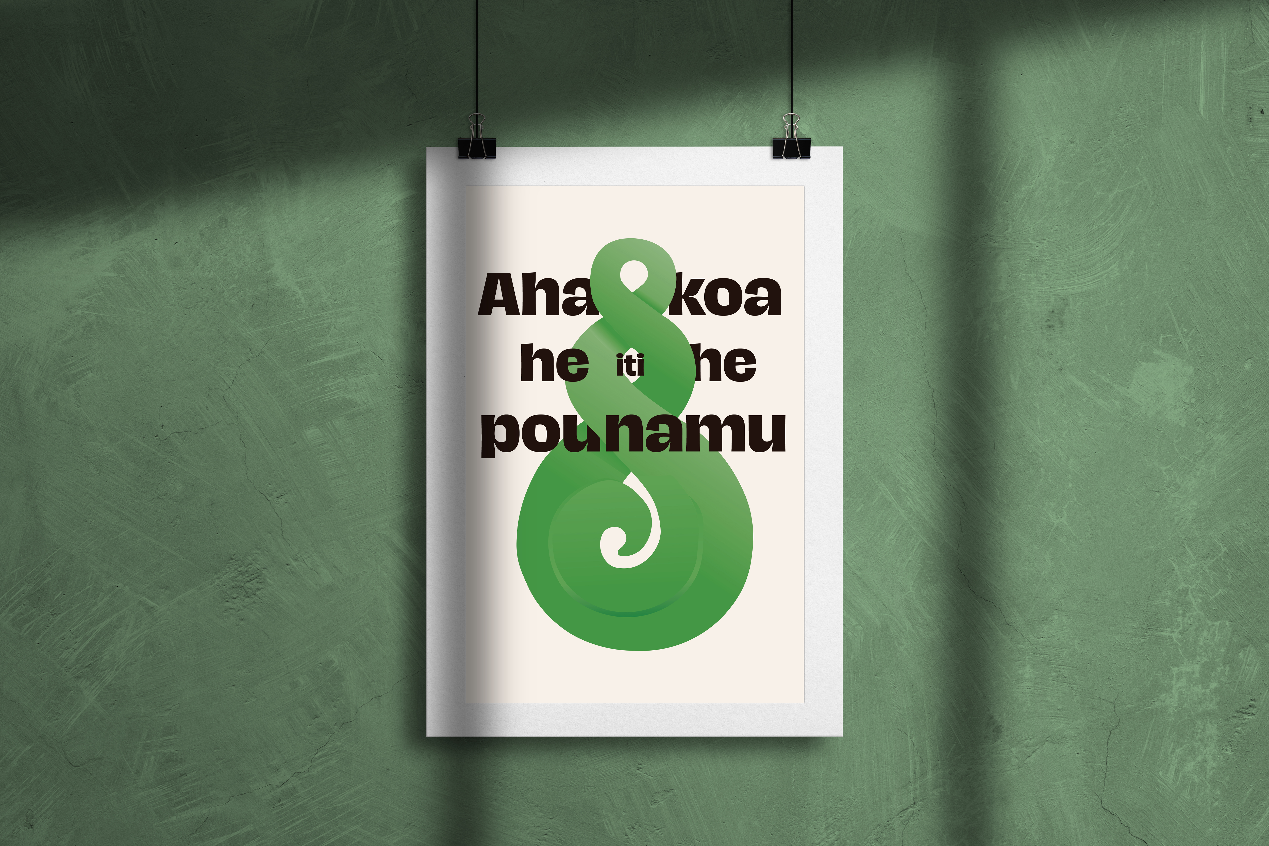 poster on green wall
